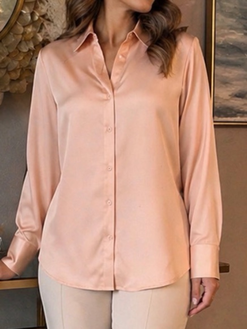💋 Chico's Peach Button-Up Blouse